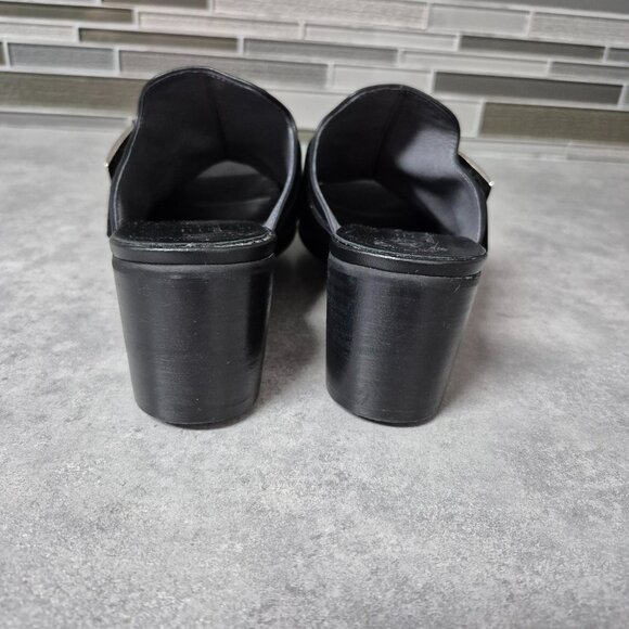 39 Ateliers Black Leather Studded Slip on Sandals Mules - Picture 7 of 10
